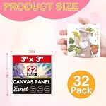 ESRICH 3x3IN De petites toiles pour la peinture, paquet de 32 Mini Panneaux en toile 100% Peinture en coton Toile Primed Acid Free Mini Panneaux de toile vierge pour huile, Aquarelle, acrylique, gouache, tempera.