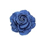 12cm Large Denim Peony Flower Brooch Pin for Women Fashion 3D Fabric Blossom Brooches Lapel Hair Pins Corsage Bag Decoration Delicate Exaggerated Dress Accessories Jewelry Gift