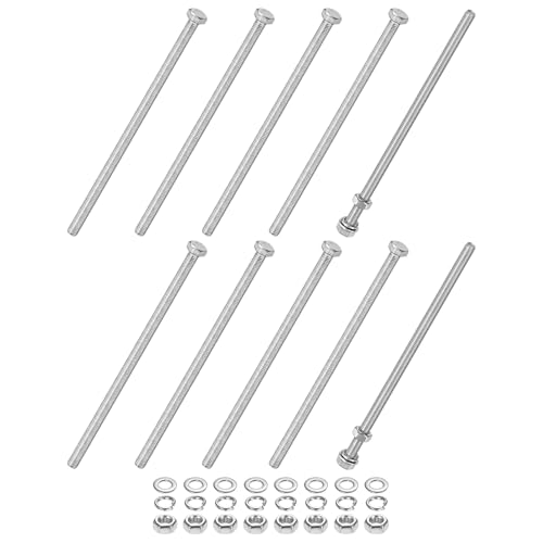 M METERXITY 10-Pack Hex Head Screw Bolt with Nuts Flat &amp; Lock Washers M5x120mm Stainless Steel Bolts and Nuts Kit Fully Threaded Metric Bolt Assortment for Equipment/Machinery