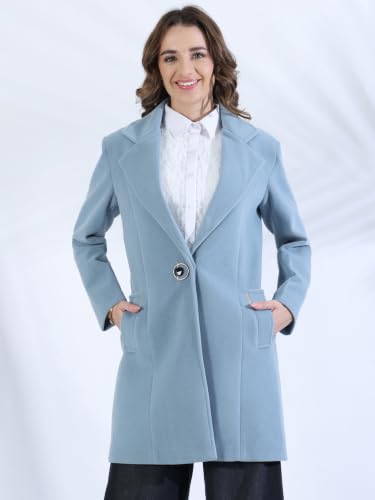 Image of PLAGG Women's Notched Lapel Long Overcoat