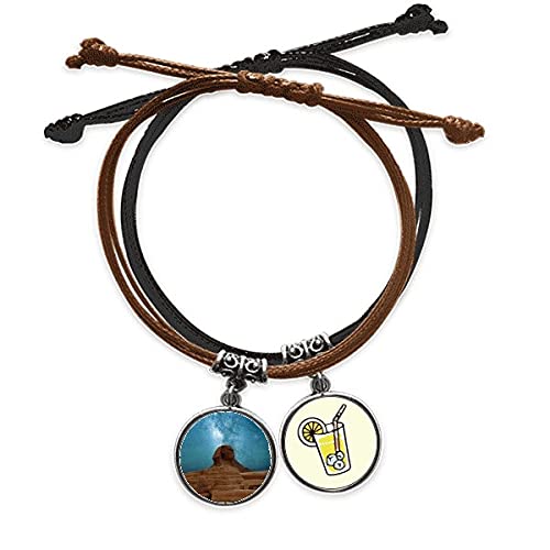 Maman Bracelet Corde symbole d'amour éternel en cuir jaune