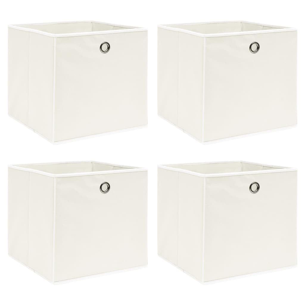 Vidaxl 4X Storage Boxes White Fabric Foldable Garden Chests Cases Organisers