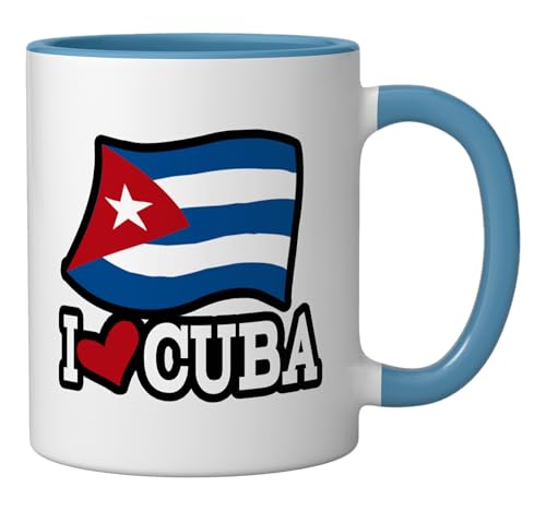Taza de cerámica diseño bandera Cuba azul y blanca miniatura 2