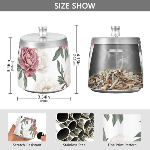 Cendrier pivoine inox de haute qualité avec couvercle - 8