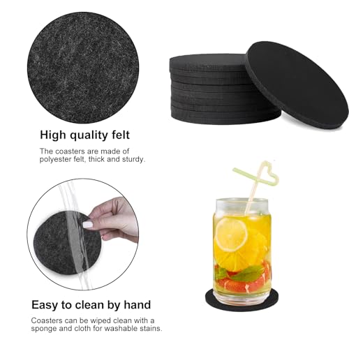 30 Set Filz Untersetzer Rund Gläser Waschbarer Untersetzer Mit 3 STK Aufbewahrungsbox Tischuntersetzer Filzuntersetzer Filz Untersetzer Rund für Gläser Coasters Stilvolle Dekoration