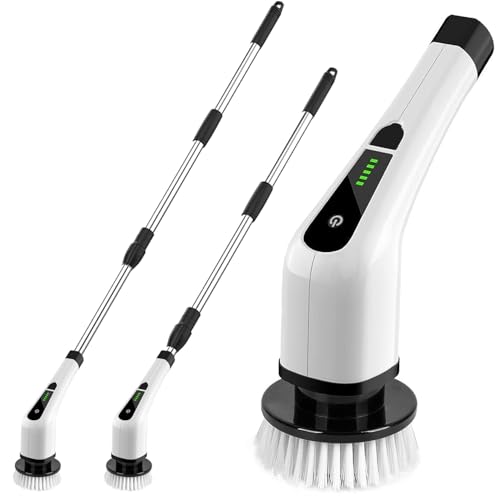 Electric Spin Scrubber, Multifunctional Wireless Electric Cleaning Brush with 7 Accessories, 15000 Speed 90min Endurance Extendable 360° Cleaning Brush for Kitchen, Toilet, Sanitary Blind Spots