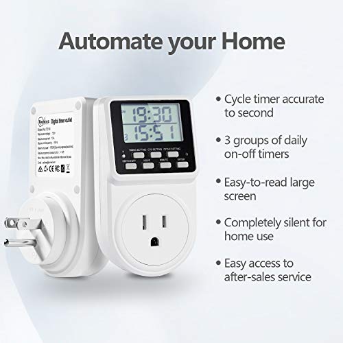 image for Techbee Digital Infinite Repeat Cycle Intermittent Timer Plug for Elec