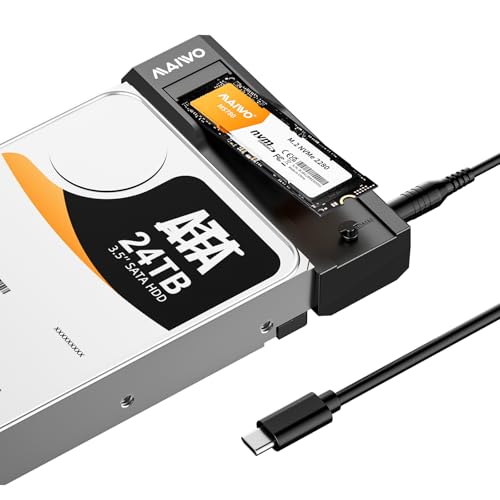 MAIWO M.2 NVMe to 2.5'' 3.5'' Offline Clone Enclosure,M.2 M-Key to SATA SSD/HDD Cloner, USB-C Type-C...