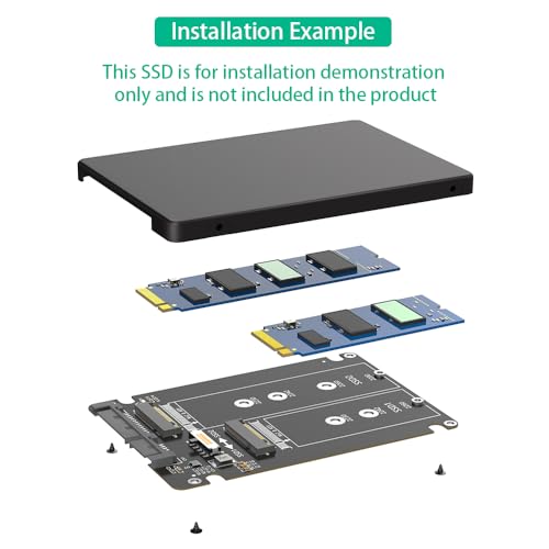 Mustpoint Caja Plástica para SSD Dual M.2 a SATA III 2.5" miniatura 6