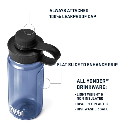 Image of YETI Yonder Water Bottle with Yonder Tether Cap, Lightweight, Leakproof and BPA-Free