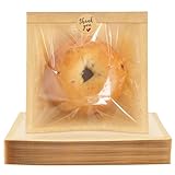 Foranda 100 Pack Heat Sealable Bakery Bags with Window, 7.1x7.5 Inch Cookie Packaging Bags with Seal Bake Sale Paper Sleeves for Bagel, Cake Slice, Sandwich, Donut, Pastry