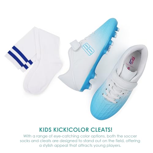 Image of brooman Kids Firm Ground Soccer Cleats Boys Girls Football Cleats with Soccer Socks