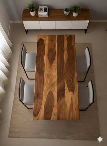 Image of REDWOOD Metal Bucks Live Edge Dining Table /Solid Sheesham Wood Industrial Kitchen Table with Metal Legs, Teak