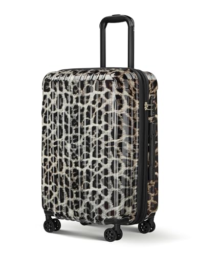 Image of Cheetah Print Carry on Luggage - Airline Approved Suitcases with Spinner Wheels, Built-In TSA Lock，Hard Shell Expandable Suitcases
