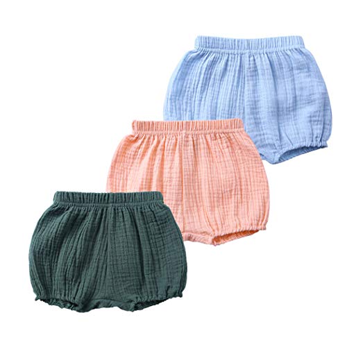 MYGBCPJS Baby 3 Pack Cotton Linen Blend Bloomer Shorts Kids Girls Boys Cute Loose Harem Shorts