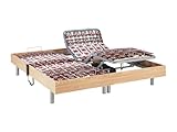 Type de sommier : Tout plots Vente-unique - Sommier électrique de Relaxation déco 2x65 plots - 2 x 80 x 200 cm - Chêne Naturel - NAFURI de YSMÉE
