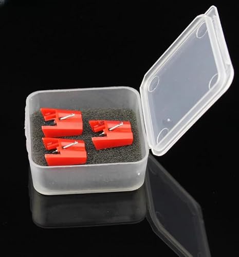 3 PCS Replacement Stylus Turntable Record Player Needle For ION LCT04RS, For ION TTUSB,TTUSB10, CR24003A, CR2402C, CR245, CR246, CR249, CR6001A, CR6004A, CR6249A ST09D NP4 iCT04RS iTTUSB iCT04 (Red)