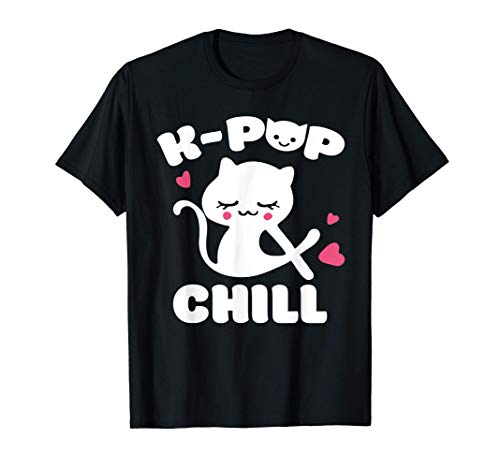 K-Pop & Chill con simpatico gatto Kawaii Maglietta