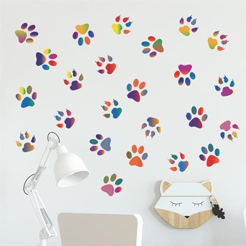 36 Pegatinas de Huellas de Perro Coloridas para Pared miniatura 2