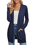 Womens Casual Lightweight Long Sleeve Cardigan Knit Sweater Shrugs Navy XXL