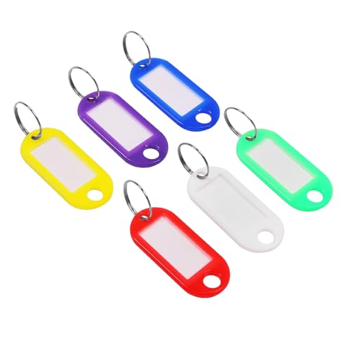 Coideal Key Tags with Labels, 60 Pcs Key Fobs Tag with Split Rings, Plastic Coloured ID Keyring Tags 6 Colours