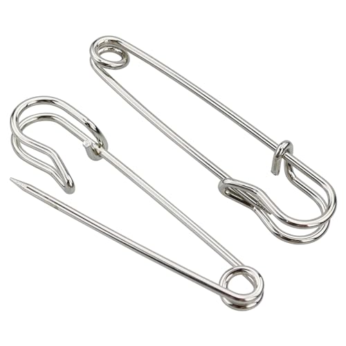 DNDGDLUA Lot de 12 épingles à nourrice pour kilt - En acier inoxydable - 63 mm - Robustes - Pour couvertures, tricots, bijoux et travaux manuels - Argenté