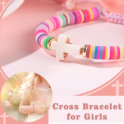 Image of First Communion Gifts Baptism Gifts Cross Pearl Bracelet Cross Necklace Baptism Gifts for Girls /Boys /Teens (Baptism), 5