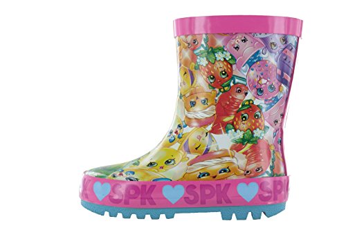 Shopkins Girls Pink Thick Rubber Wellies Snow Boots UK Child Size 1 - Main Image