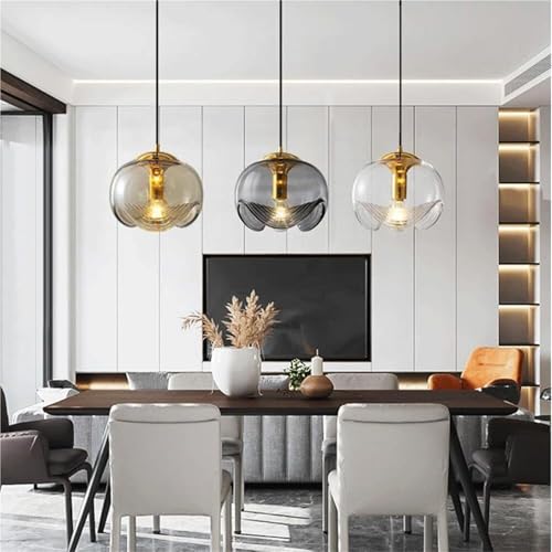 Lustre industriel E27 plafonnier suspendu en verre pour décoration salon