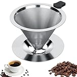 Vicloon Stainless Steel Pour Over Coffee Maker - Reusable Paperless Drip Coffee Filter for Single Cup Brew