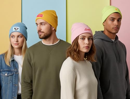 Buaodam Mütze Personalisiert, Personalisierte Bestickte Mütze, Mützen Bedrucken Mit Bestickt Wort Logo Und Foto Drucken, Unisex Mützen Herbst Winter Gestrickte Warm