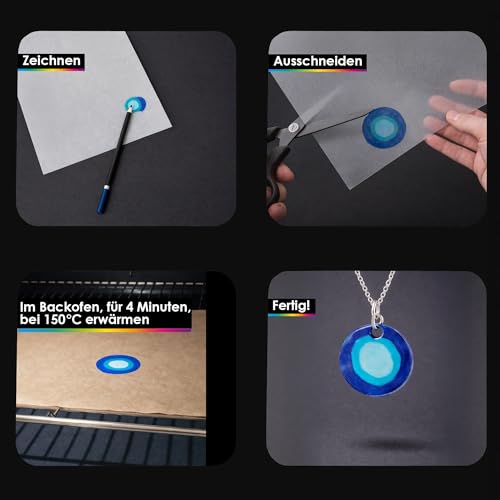 OfficeTree 20x Schrumpffolie Transparent 20 x 29 cm - Schrumpffolie bedruckbar - Shrink Folie inkl. Download-Vorlagen - Shrink Plastic Sheets für Schmuck oder Schlüsselanhänger - Schrumpffolien