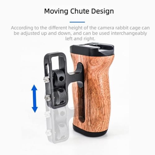 Image of Yantralay Wooden Side Handle Grip for Camera Cage | Cold Shoe Mount, 1 /4 inch & 3 /8 inch ARRI Thread | Left & Right-Hand Ergonomic Grip | DSLR Accessories