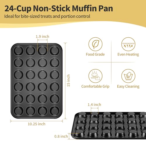 TeamFar Mini Muffin Pan, 24-Cup Non-Stick Cupcake Tray Tin for Baking by TeamFar - Used condition - Image 2