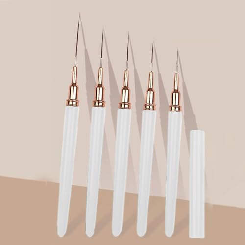 5 pcs Metallic Nail Art Brushes Art Liner Brushes Painting Design Brush Set Dotting Drawing Tool for Long Lines
