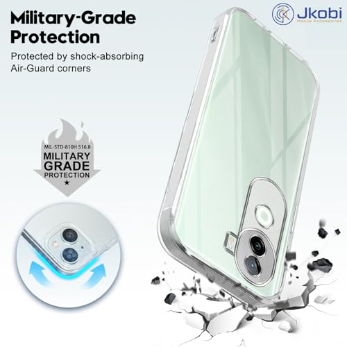 Image of Jkobi Back Cover for Vivo V40e (Silicone Clear Shockproof Case with Camera Protection and Dust Plugs | Transparent)