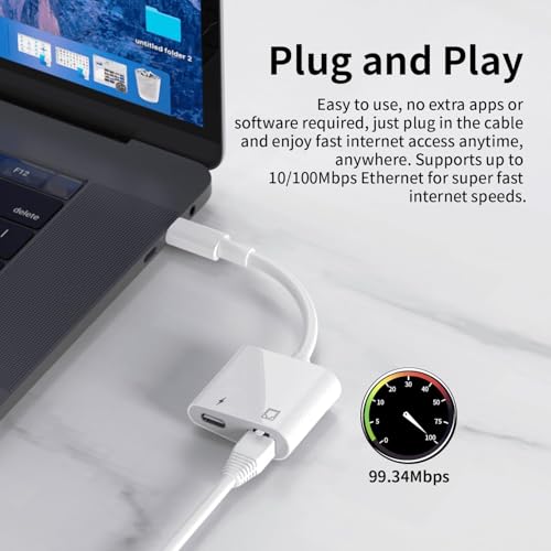 Adaptateur réseau 2 en 1 USB C vers RJ45 Ethernet LAN avec port USB de type C 60W