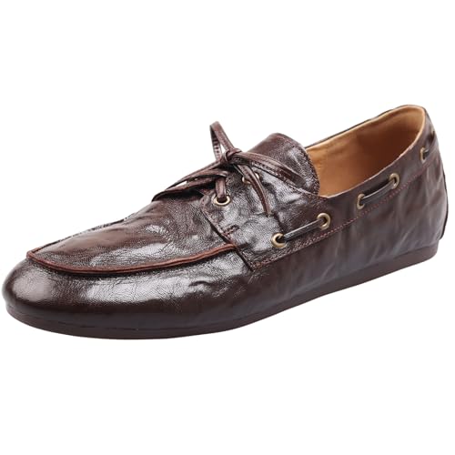 Onewus Zapatos casuales cómodos y duraderos para mujer, elegantes y suaves, marrón, 34 EU
