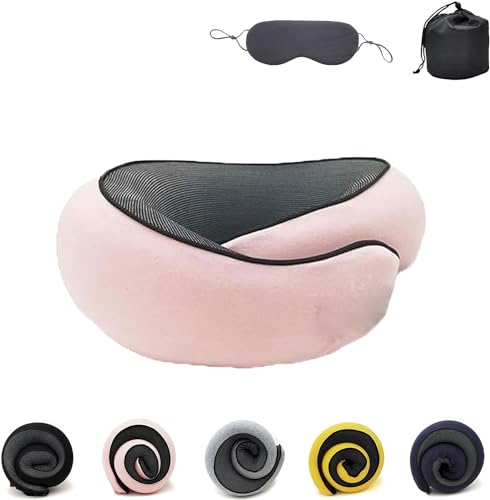 Almohada de viaje Wander Plus 2024, almohada de cuello Flyhugz, almohada de cuello de viaje Wander Plus, almohada de viaje de espuma viscoelástica para aviones, almohada de cuello de viaje (rosa)