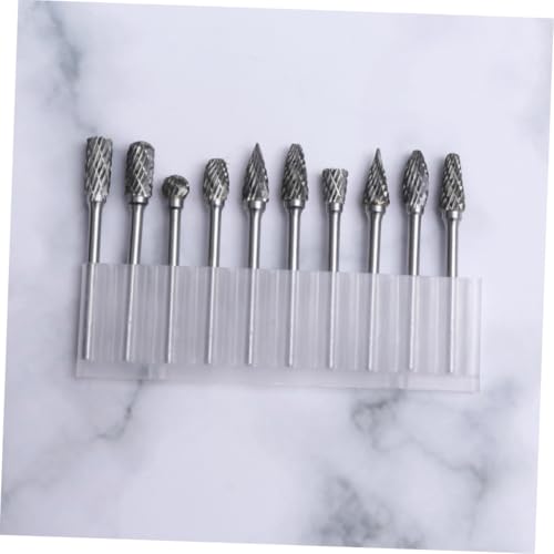 Juego de fresas rotativas de acero tungsteno 3mm 10 piezas miniatura 4