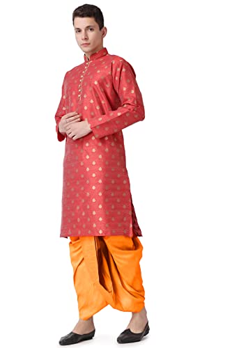Image of Royal Kurta Men's Silk Blend Printed Kurta Dhoti Set