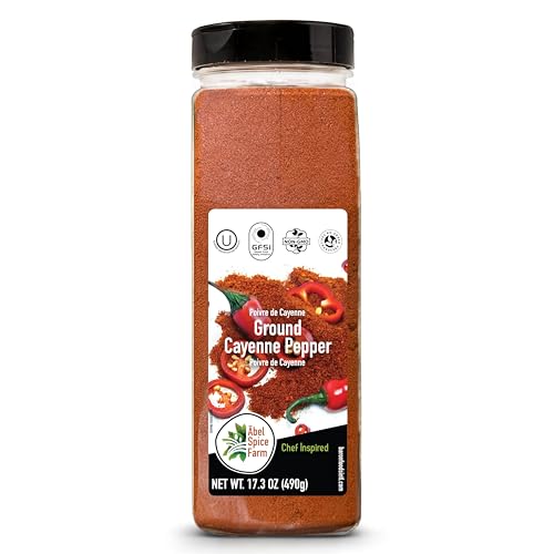 Ābel Spice Farm Cayenne Pepper, 17.3 oz – Fiery Red Chili Powder for Sauces, Marinades & Bold Cooking – All-Natural, Kosher, Non-GMO