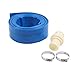 KATSU Manguera Plana para Descarga de Agua 10 m x 50 mm, con 2 Clips y Conector, Se Adapta a Bombas de Agua Sumergibles y Otras para Drenar Estanques, Riego de Jardines, Piscinas, Azul 664463