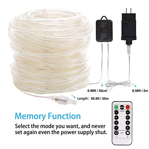 B-right Rope Lights Outdoor, 72ft 336 LED String Lights Plug in 8 Modes Extendable Dimmable Waterproof Rope String Lights for Party Patio Garden Tree Decor, ETL-Listed, Multicolor with Remote Control - Image 5