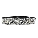Rhinestone Elastic Belt, Wide Stretchy Belt with Elegant Crystal Stones for Party Dress or Formal Occasion