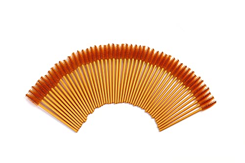 ANTOLL 200PCS/PACK Disposable Eyelash Mascara Brushes â€“ Eyebrows Applicator Wands Disposable Makeup Brush Wands Applicator Makeup Kits (Orange)