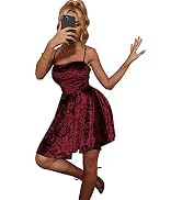 FANCYINN Women's Cross Tie Back Velvet Dress Backless Spaghetti Strap Cocktail Party A Line Skate...
