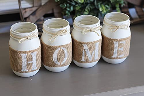 Rustic Farmhouse Mason Jar Centerpiece Set | Painted White HOME Decor for Table Settings and Housewarming Gifts - Image 4