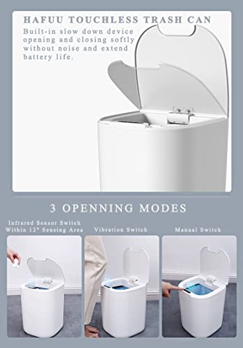 Hafuu Small Automatic Touchless Trash Can With Lid 4.5 Gallon White Bathroom Smart Garbage Can #TOP1