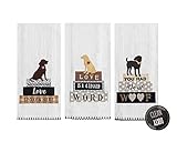 18TH STREET GIFTS Dog Decor Dish Towels - Set of 3 100% Cotton Tea Towels for Dog Lovers and Dishwas